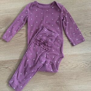 Carter Baby Girl Purple Polka Dot Kids two Piece Set